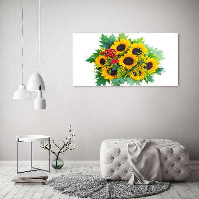 Schilderij glas Een boeket zonnebloemen