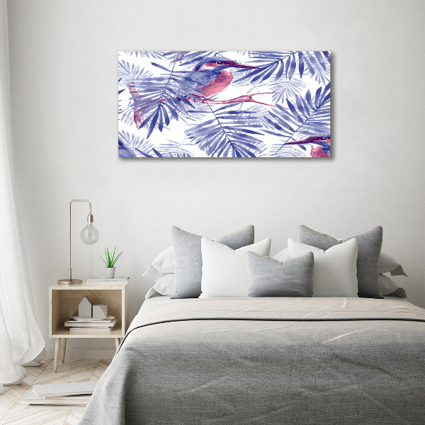 Schilderij glas Planten en vogels