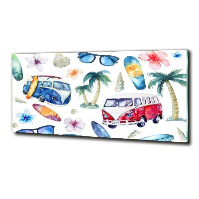 Glazen schilderij Surfsymbolen