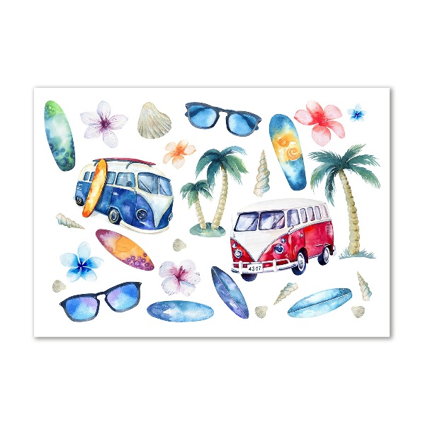 Glazen schilderij Surfsymbolen