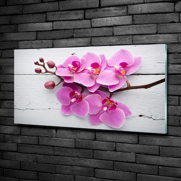 Schilderij glas Orchidee op hout