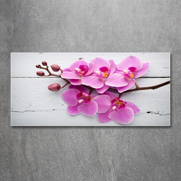 Schilderij glas Orchidee op hout