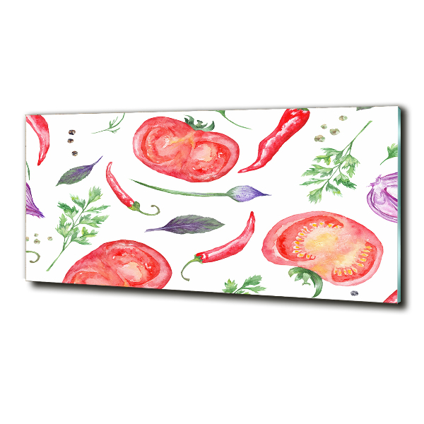 Schilderij op glas Tomaat en kruiden