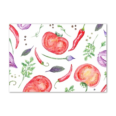 Schilderij op glas Tomaat en kruiden