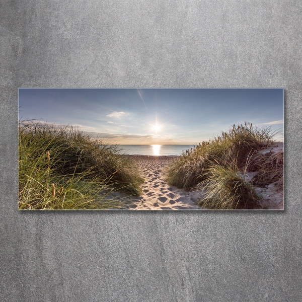 Schilderij op glas duinen aan zee