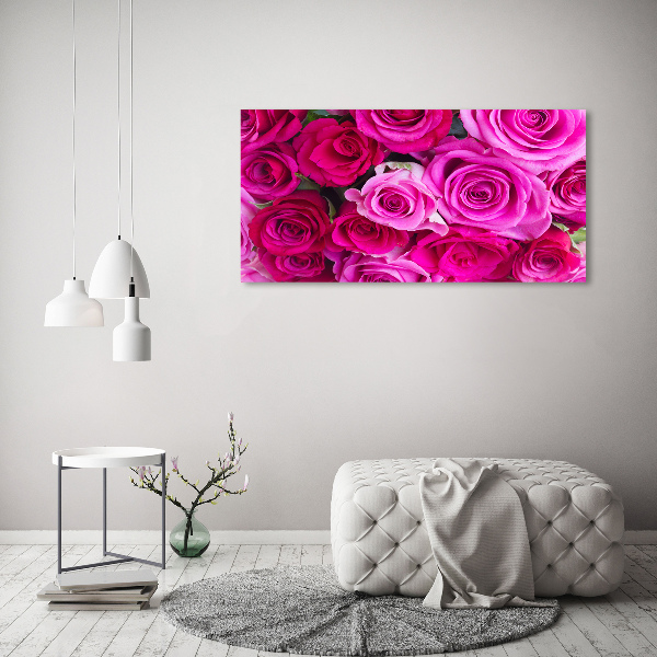 Foto schilderij op glas Boeket roze rozen