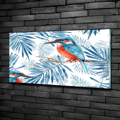 Schilderij glas Planten en vogels