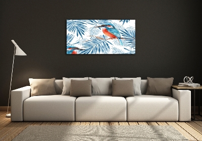 Schilderij glas Planten en vogels