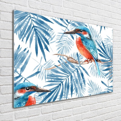 Schilderij glas Planten en vogels