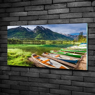 Schilderij op glas Boten op het meer