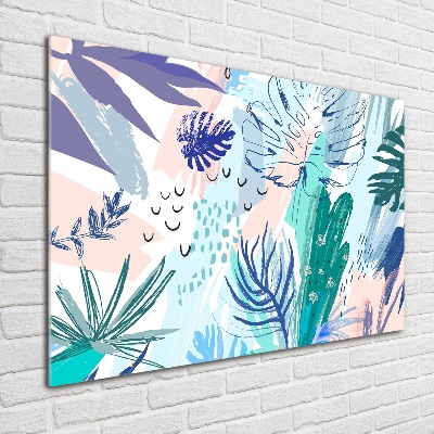 Schilderij glas Tropische bladeren