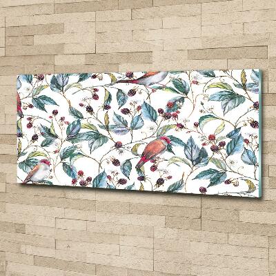 Schilderij op glas Braambessen en vogels