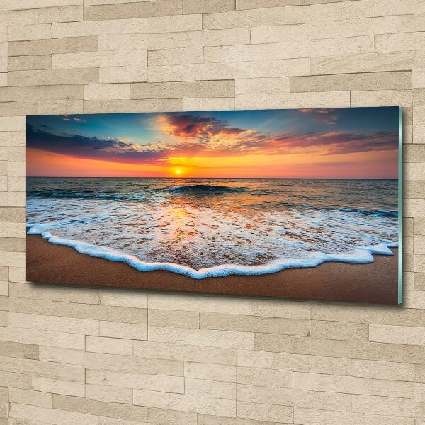 Schilderij glas Zonsondergang boven de zee
