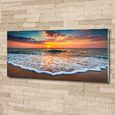 Schilderij glas Zonsondergang boven de zee