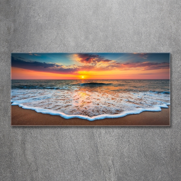 Schilderij glas Zonsondergang boven de zee