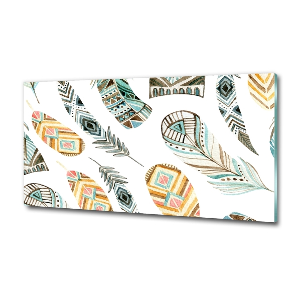 Foto schilderij op glas Etnische veren