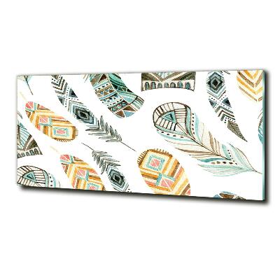 Foto schilderij op glas Etnische veren