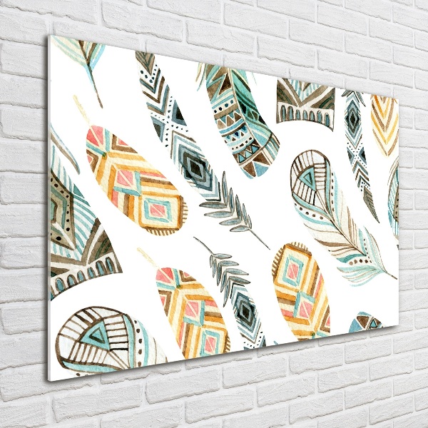 Foto schilderij op glas Etnische veren