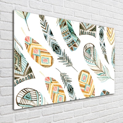 Foto schilderij op glas Etnische veren