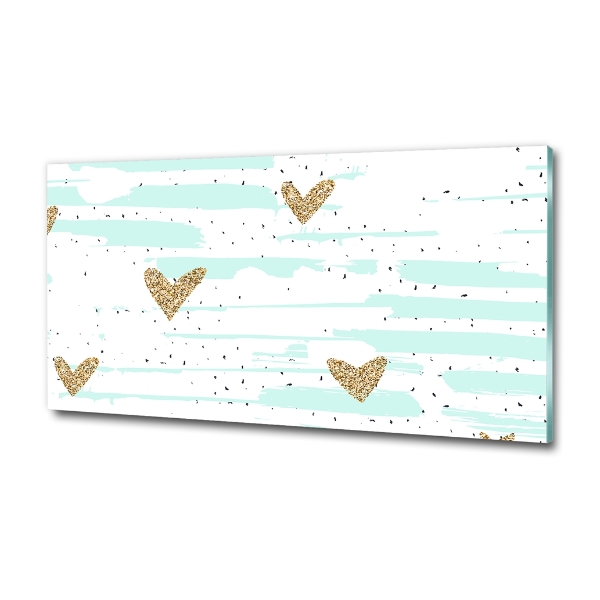 Schilderij op glas Achtergrond met gouden hartjes