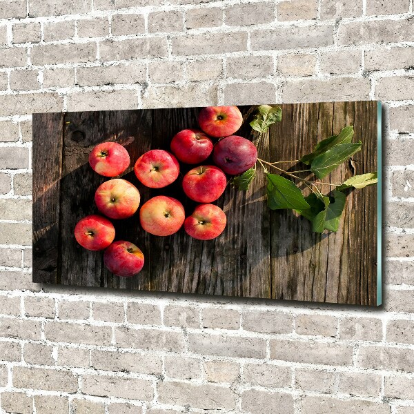 Foto schilderij op glas Appels op tafel