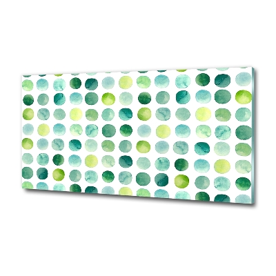 Schilderij glas Groene stippen