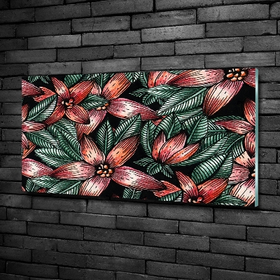 Schilderij glas Bloemenpatroon