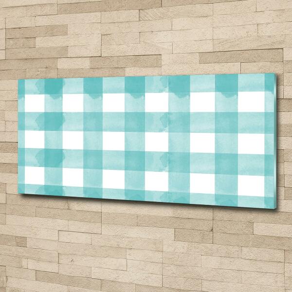 Foto schilderij op glas Blauw geblokt