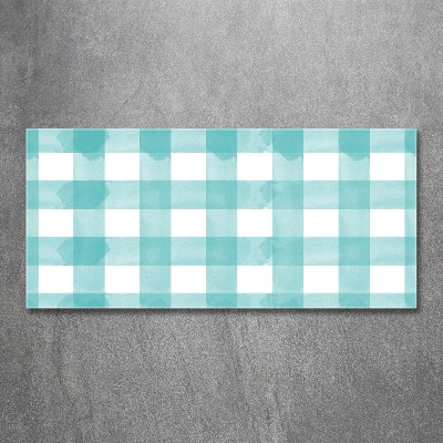 Foto schilderij op glas Blauw geblokt