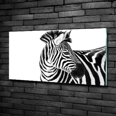 Glazen schilderij Zebra in de sneeuw
