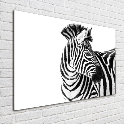 Glazen schilderij Zebra in de sneeuw