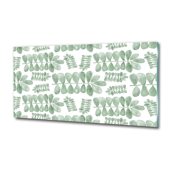 Schilderij glas Groene bladeren