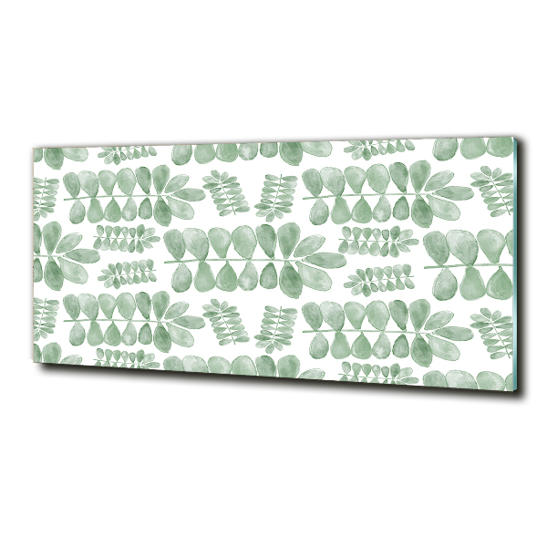 Schilderij glas Groene bladeren