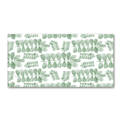 Schilderij glas Groene bladeren