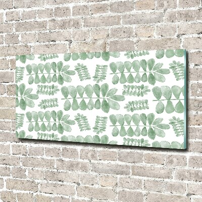 Schilderij glas Groene bladeren