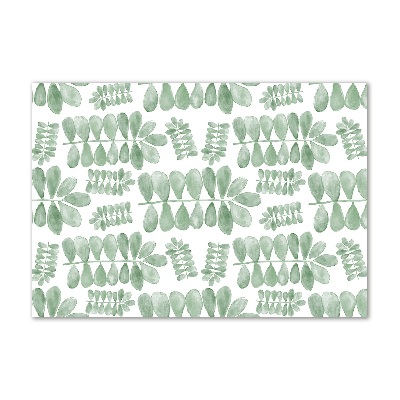 Schilderij glas Groene bladeren