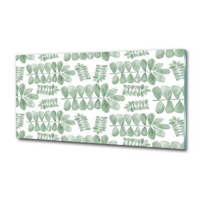 Schilderij glas Groene bladeren
