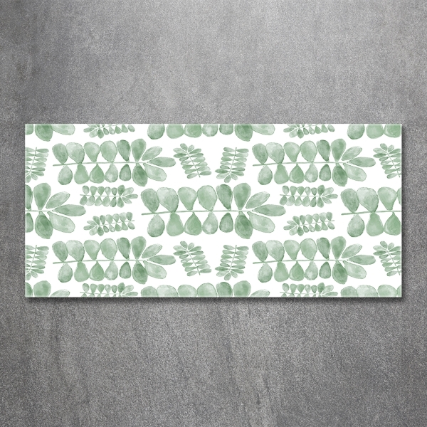 Schilderij glas Groene bladeren