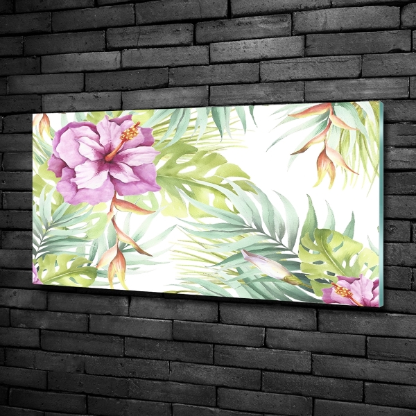 Schilderij op glas Hawaiiaanse bloemen