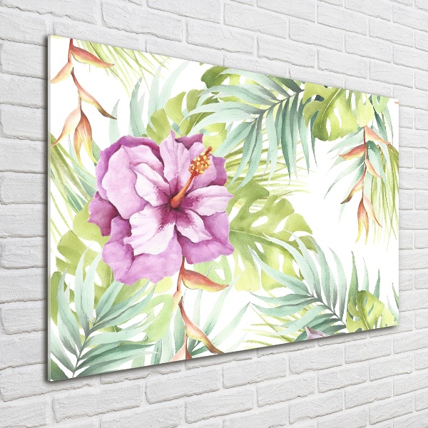 Schilderij op glas Hawaiiaanse bloemen