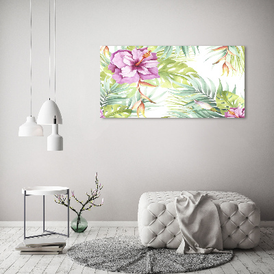 Schilderij op glas Hawaiiaanse bloemen