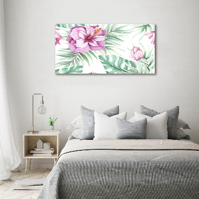 Schilderij glas Hawaiiaanse bloemen