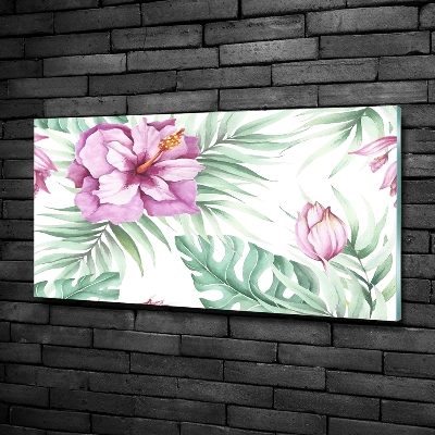 Schilderij glas Hawaiiaanse bloemen