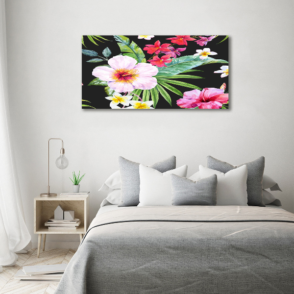 Glazen schilderij Hawaiiaanse bloemen