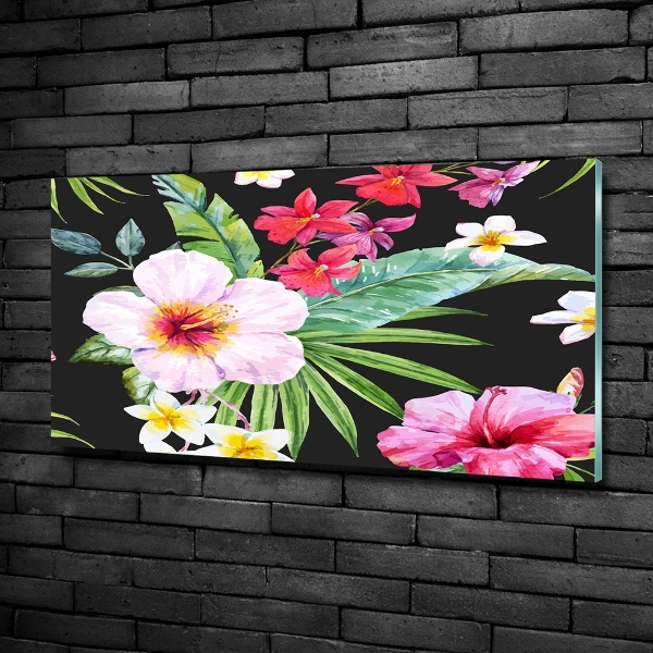 Glazen schilderij Hawaiiaanse bloemen