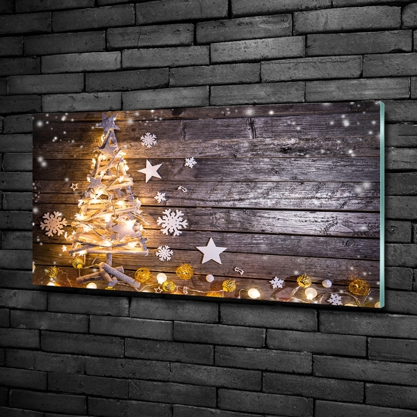 Foto schilderij op glas Verlichte kerstboom