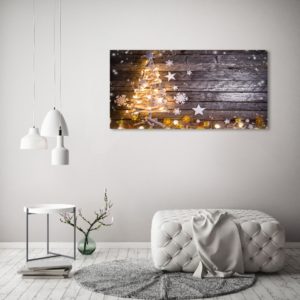 Foto schilderij op glas Verlichte kerstboom