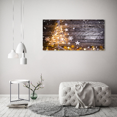 Foto schilderij op glas Verlichte kerstboom