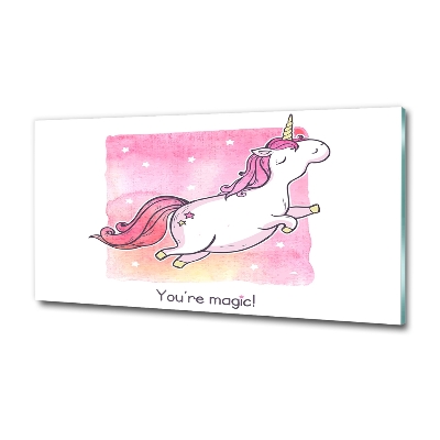 Glazen schilderij Roze eenhoorn