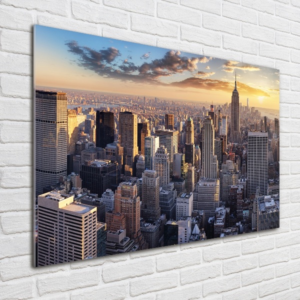 Foto schilderij op glas New York vanuit vogelperspectief